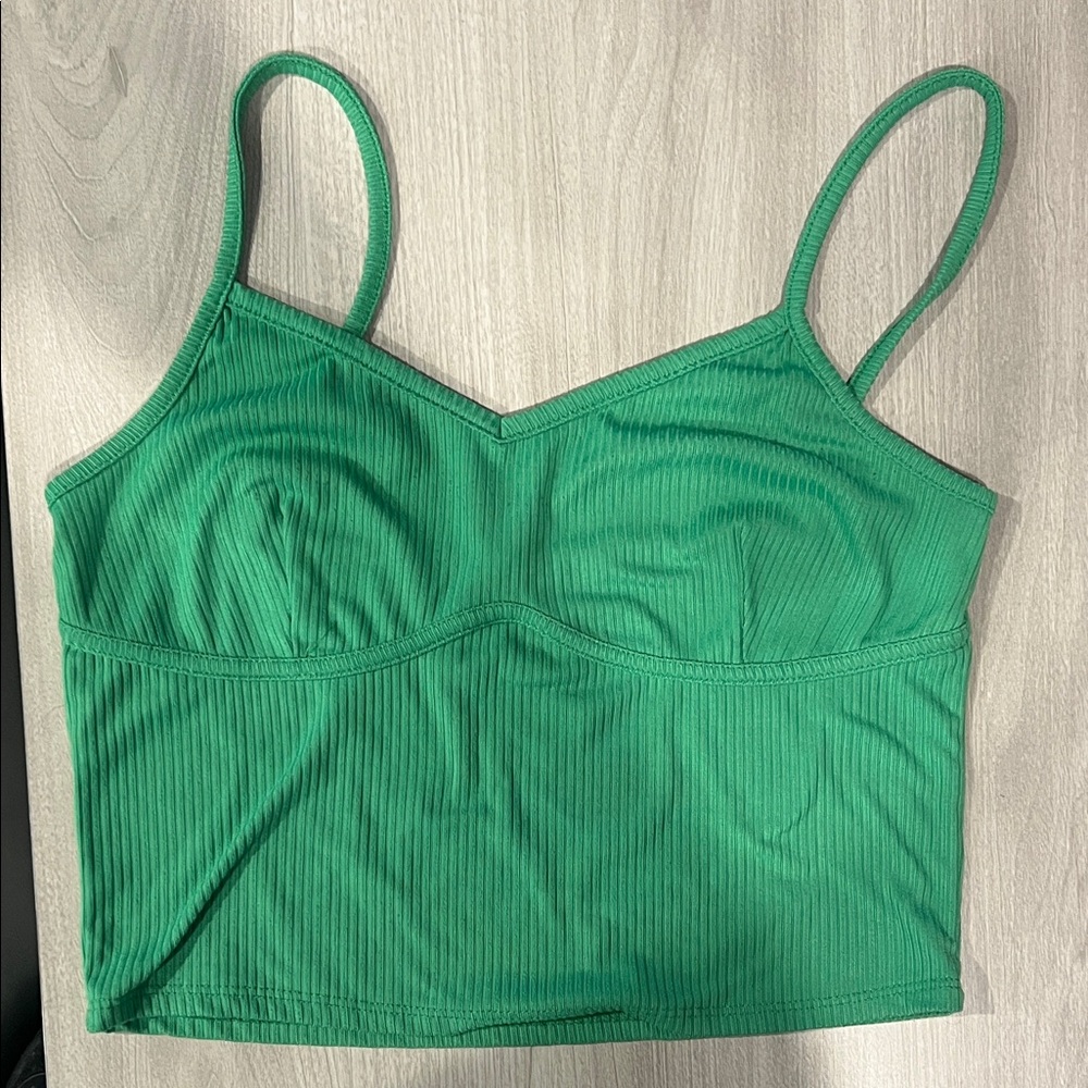 Gaze Green Ribbed Tank Top